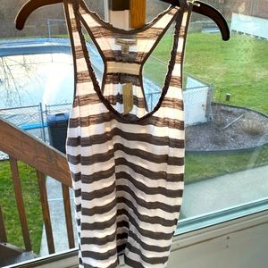 American Eagle GreyWhite Striped Tank Top. Size Medium